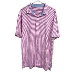 Izod Golf Polo Shirt Men's Large Pink Stripes Short Sleeve